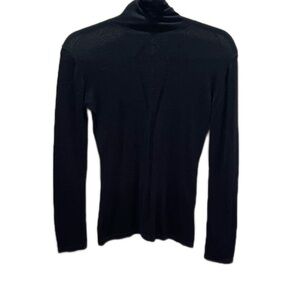 Silk-Cashmere Turtleneck Sweater with Back Detail – Black, Size 38